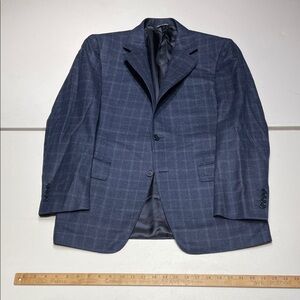 Canali size 46C/36L (small) Navy Blue Checkered flannel Sports Jacket